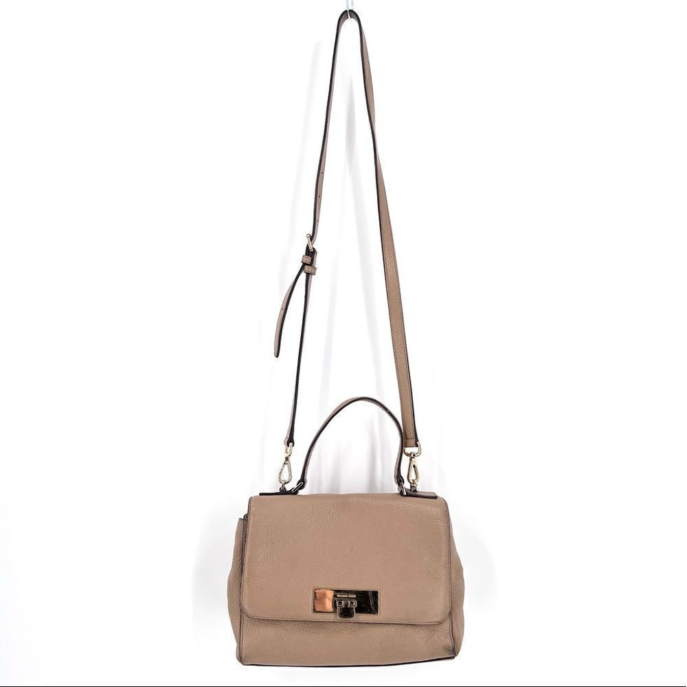 Michael Kors Callie‎ Satchel Crossbody Camel Purse pebble leather